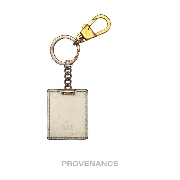 🔴 Gucci Embroidered Worldwide logo Keychain - White Leather - Picture 2 of 6